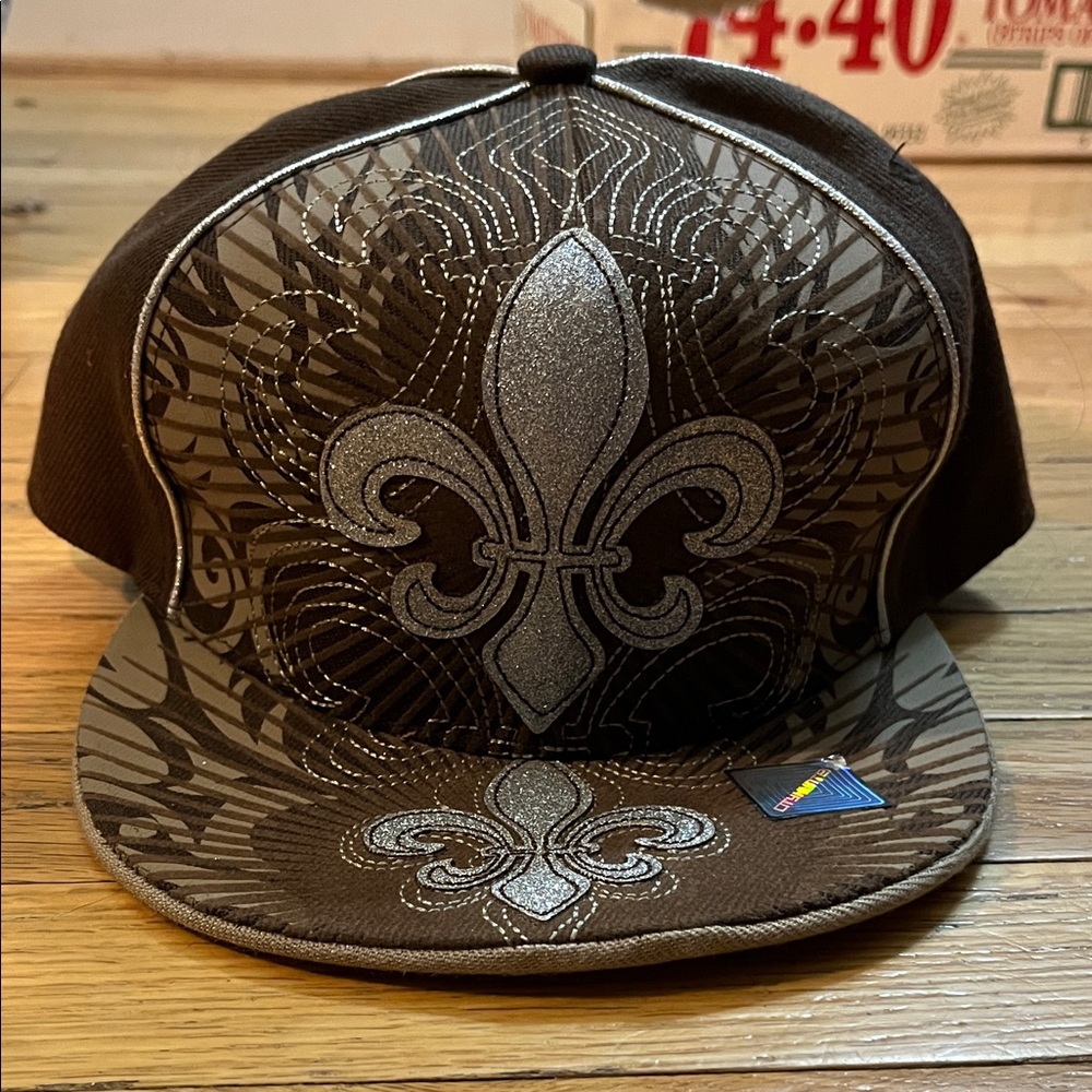 Brown and Silver Embroidered Cap